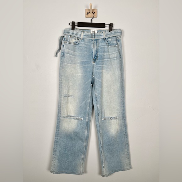 Cotton Citizen Distressed Belted Boyfriend Jeans in Sunset Wash - Picture 5 of 14